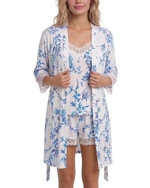 Flora Nikrooz Willa Robe & Shorts Pajama Set - Blue