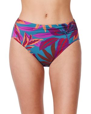 Gottex Plantopia Mid Rise Shirred Bikini Bottom - Blue