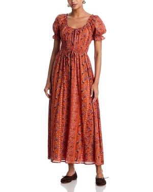 Aqua Farlin Paisley Short Sleeve Maxi Dress - Red