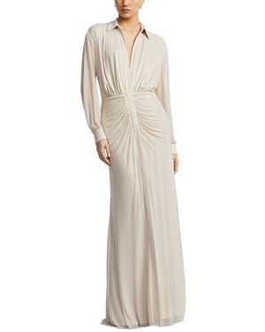BCBGMAXAZRIA Embellished Shirt Gown - White