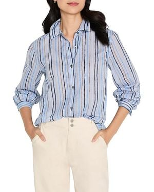 NIC+ZOE Drifty Painted Stripe Cotton Shirt - Blue