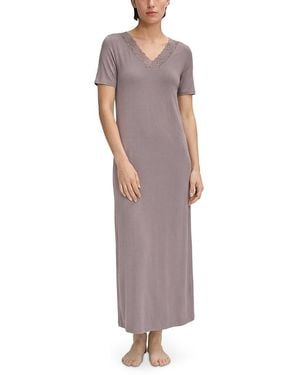 Hanro Moments Short Sleeve Long Gown - Multicolor
