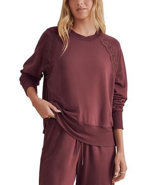 Splendid Supersoft Lace Trim Crewneck Sweater - Red