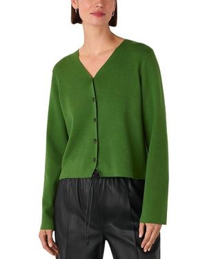 Whistles V Neck Button Front Cardigan - Green