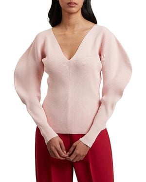 Ted Baker Amelyaa Ribbed Sculpted Sleeve Sweater - Red