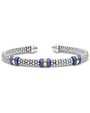 Lagos Sterling & 18K Caviar Cuff Bracelet - Blue