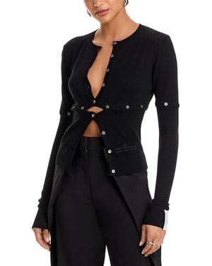 ROKH Multi Button Crewneck Cardigan Sweater - Black
