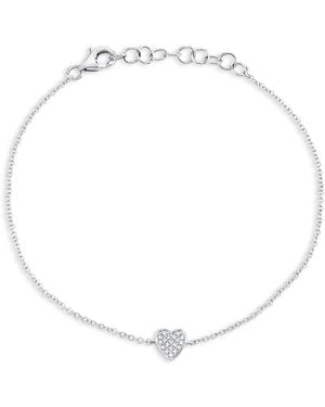 Moon & Meadow 14K Diamond Pave Heart Chain Bracelet, 0.04 Tcw - White