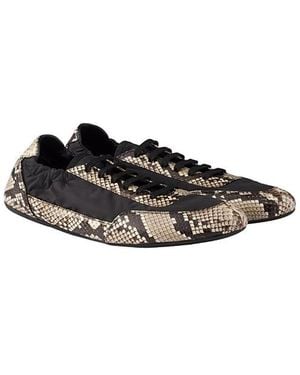 Prada Collapse Re-Nylon And Printed Ayers Leather Sneakers - White