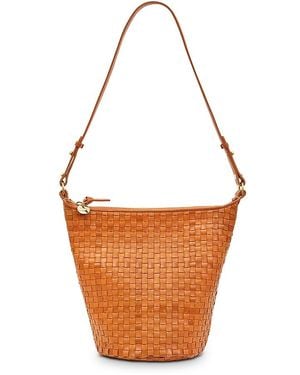 Clare V. Petite Jeanne Woven Leather Bucket Bag - Orange