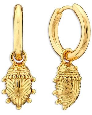 Capucine de Wulf Scarab Charm Huggie Hoop Earrings - Metallic