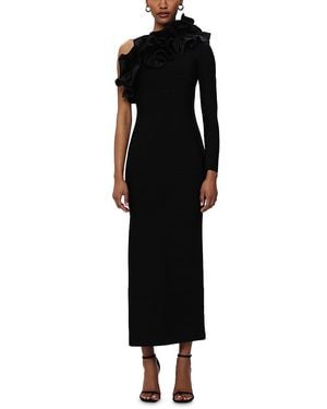 Hervé Léger Asymmetric Ruffled Gown - Black
