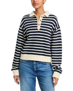 Rag & Bone Vintage Terry Striped Polo Sweatshirt - Blue