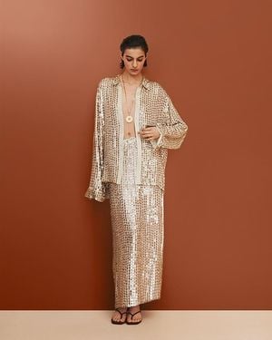 Zankov Disk Silk Stretch Shirt - Brown