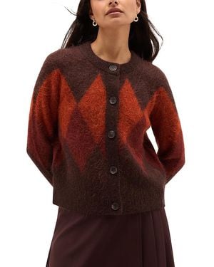 Hobbs Izzy Argyle Cardigan Sweater - Red