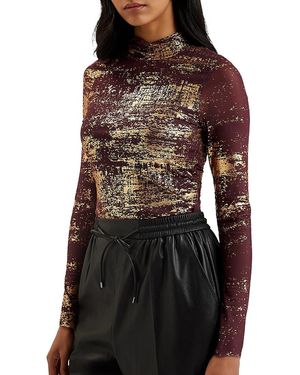 Ted Baker Sofiy Foil Print Mesh Top - Black