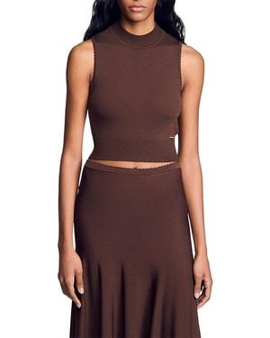 Sandro Giovi Knit Cropped Top - Purple