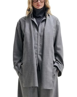 DARKPARK Wool Scarf Button Front Shirt - Gray