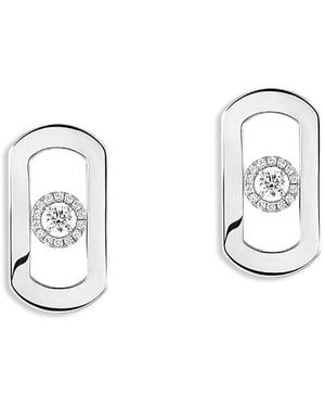 Messika 18K So Move Diamond Halo Oval Drop Earrings - Metallic