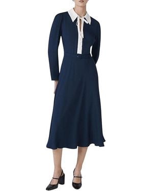 Ghost Lillian Crepe Collared Neck Midi Dress - Blue