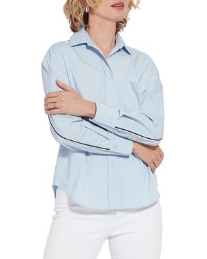 Lyssé Sofia Cropped Oxford Shirt - Blue