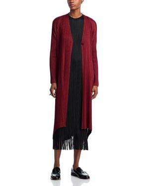 Pleats Please Issey Miyake Plisse Duster Cardigan - Red