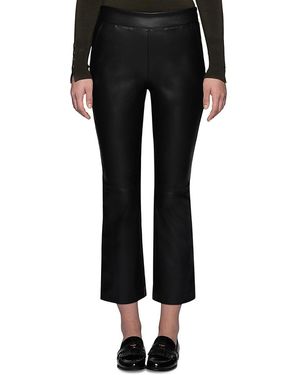 Hue Faux Leather Cropped Leggings - Black
