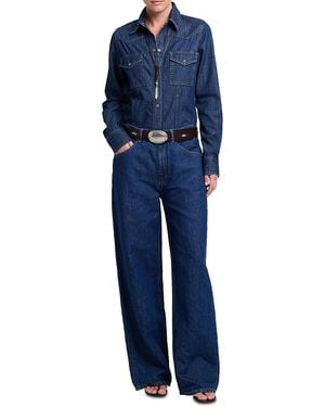 Twp Mustang Sally Cotton Snap Front Denim Shirt - Blue