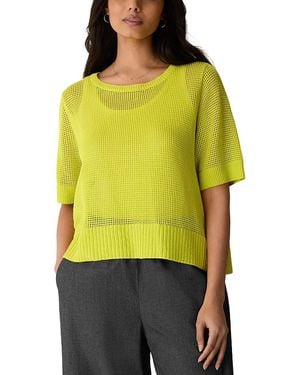 Eileen Fisher Short Sleeve Open Knit Sweater - Yellow