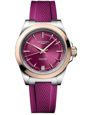 Longines Conquest Sunray Watch, 34Mm - Purple