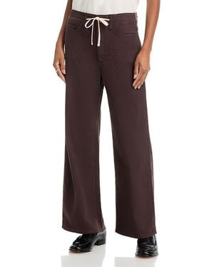 PAIGE Ari High Rise Drawstring Waist Wide Leg Jeans - Red