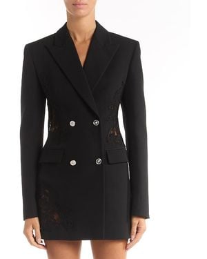 Versace Lace Trim Wool Blazer - Black