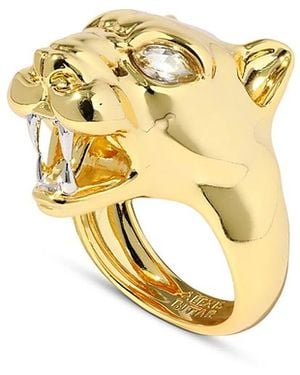 Alexis Crystal Panther Visage Ring - Metallic