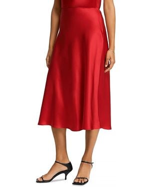 Argent Silk Bias Cut Skirt - Red