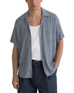 Reiss Max Short Sleeve Textured Stripe Shirt - Blue