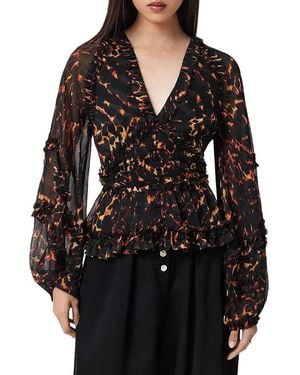 AllSaints Silvie Printed Top - Black