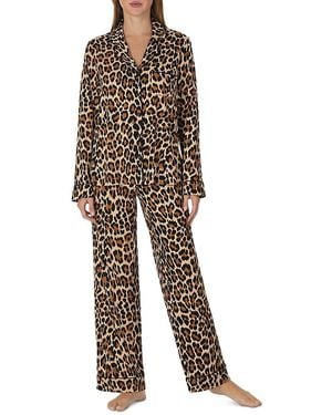 Kate Spade Brushed Jersey Notch Collar Pajama Set - Multicolor