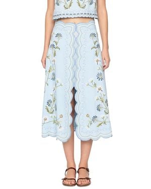 Sea Audra Embroidered Skirt - Blue