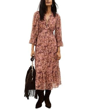 Ba&sh Aema Printed Midi Dress - Red