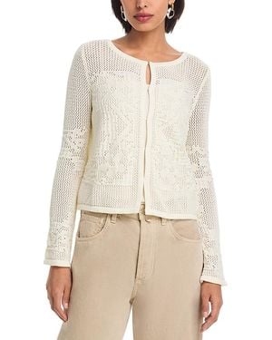 525 America Marigold Mesh Stitch Sweater Jacket - Natural