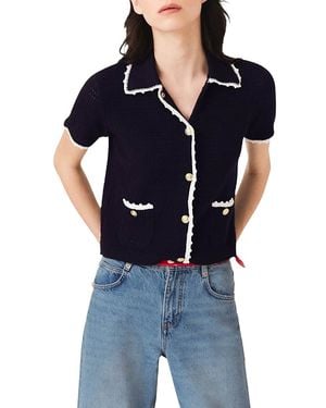 Maje Mapal Textured Knit Cardigan - Blue