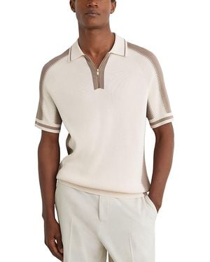 Reiss Elmers Half Zip Knit Polo Shirt - Natural