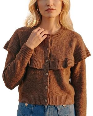 Vero Moda Lilli Round Neck Cardigan Sweater - Brown
