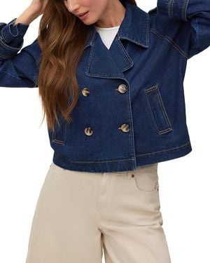 Vero Moda Short Denim Trench Coat - Blue