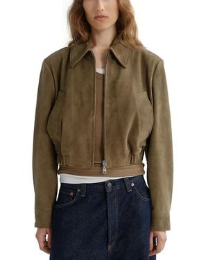 Agolde Nahla Suede Cropped Jacket - Brown