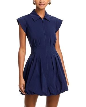 Steve Madden Dyanne Poplin Pleated Mini Dress - Blue