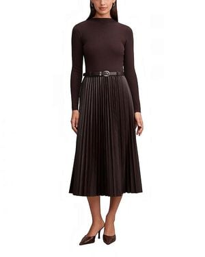 EVER NEW Gianna Faux Leather Pleated Midi Dress - Black