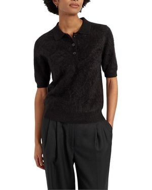 Chinti & Parker Brushed Cashmere Polo Tee - Black