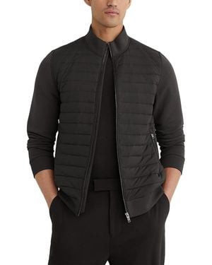Reiss Freddie Cotton Blend Interlock Quilted Full Zip Jacket - Black