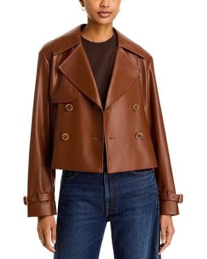 French Connection Porto Faux Leather Double Breasted Jacket - Brown